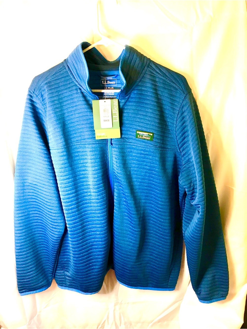LL Bean Womens Airlight Knit Full Zip light Ocean Heather 1X Plus NWT